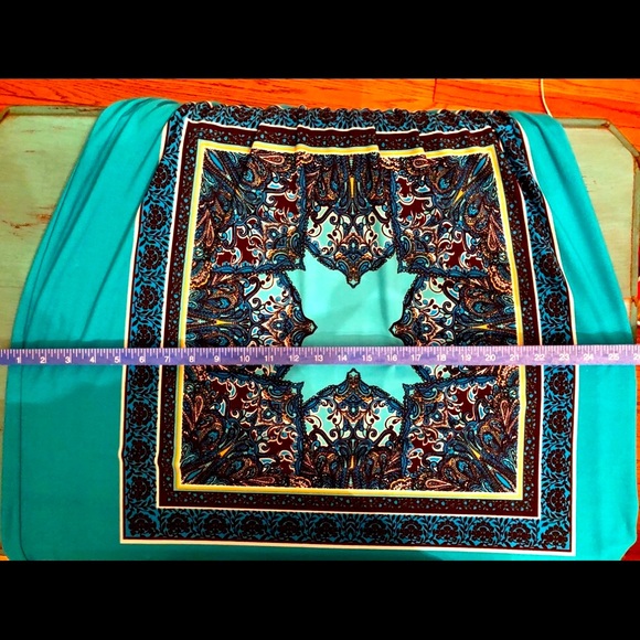 SWIM COVER DRESS 1X BLACK TURQUOISE MANDALA TANK DRESS 16  OR LONG TOP M - Picture 4 of 8